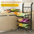 thumbnail image 6 of 4-Tier Rolling Snack and Storage Cart with Wheels, Adjustable Metal Wire Basket Organizer for Fruits Vegetables Snacks Jars and Containers, Kitchen Pantry Organization (Black), 6 of 6
