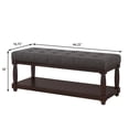 thumbnail image 3 of CQSXDA Upholstered Linen Bench with Storage Shelf, Tufted Ottoman Furniture with Solid Wood Spindle LegsFor Bedroom Entryway Living Room, Dark Gray, 3 of 6