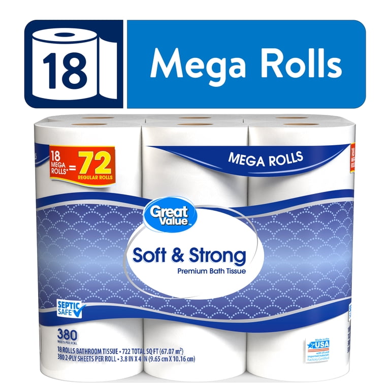 Great Value Soft & Strong Toilet Paper, 18 Mega Rolls photo 1