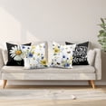 thumbnail image 5 of Farmhouse Colorful Floral Butterfly Pillow Covers Set of 4,Rustic White Daisy Throw Pillow Covers Flower Plant Decorative Pillow Covers for Couch Sofa Bed Home Decor Pillowcase,18x18 Inches., 5 of 7