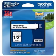 Brother TZE231 1/2" (12mm) Black on White TZe P-touch Tape for Brother PT-300, PT300 Label Maker