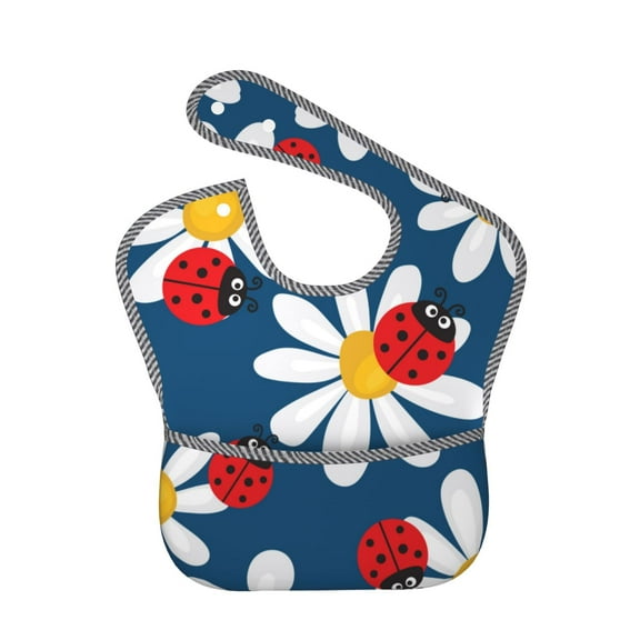 Easygdp Daisies With Ladybugs Bibs For Babies, Baby Bibs for Eating, Toddler Bibs, Waterproof Bibs, Feeding Bibs, for Toddlers, Boys, Girls