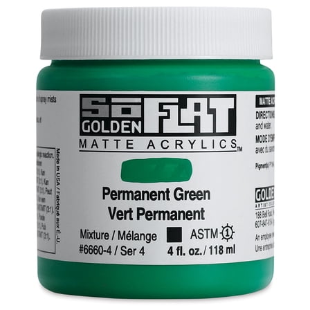 Golden SoFlat Matte Acrylic Paint - Permanent Green, 118 ml, Jar