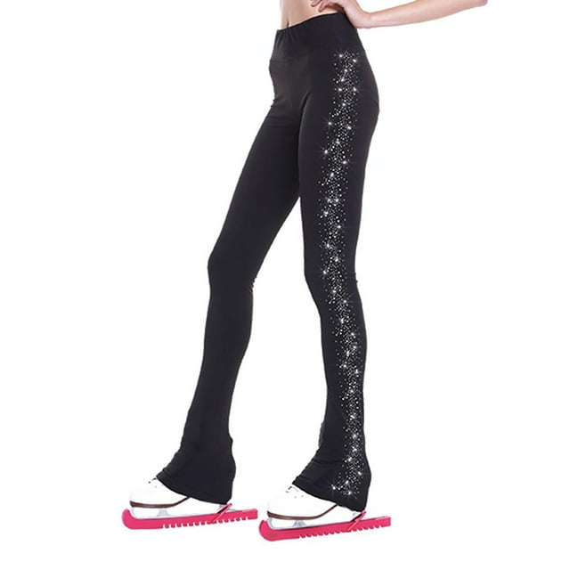 Pantalones de práctica de patinaje artístico sobre negro con de imitación para res adultas, niños y niñas, elasticidad y suav Estrella 120 DYNWAVEMX Conjunto de pantalones de patinaje