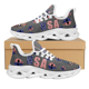 thumbnail image 1 of Zapatillas deportivas informales con diseño de bandera de EE. UU. para mujer, transpirables, con cordones, para caminar, con estampado de calavera y bandera estadounidense, 1 of 6