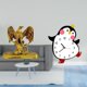thumbnail image 2 of Escultura de animal de resina moderna y reloj de pared de pingüino de dibujos animados de madera, adorno decorativo para el hogar, la oficina, el escr, 2 of 7