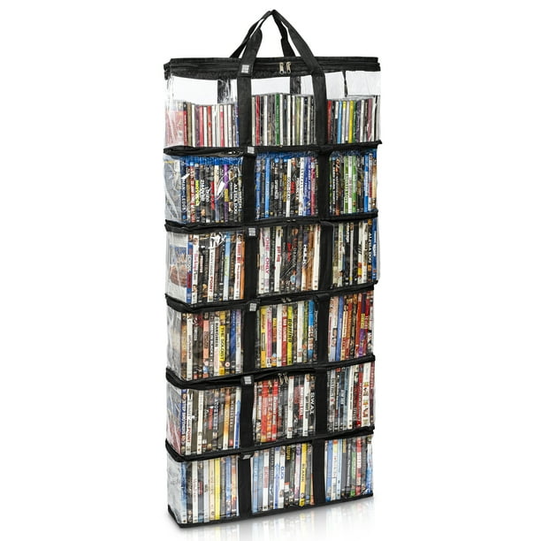 Made Easy Kit DVD Storage Bag Case Clear PVC Organizer, TripleStitched Handles, Dividers
