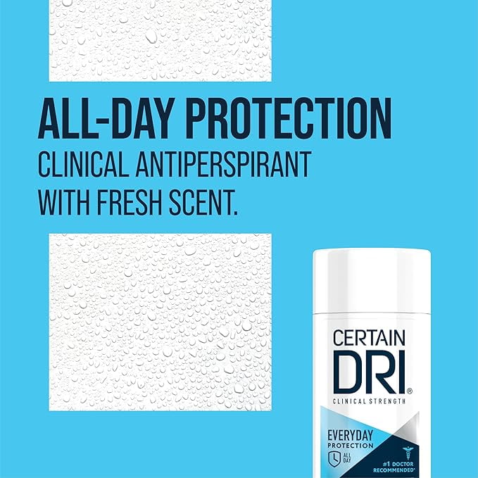 Certain Dri Everyday Strength Clinical Antiperspirant Solid Deodorant (3 Pack) Hyperhidrosis Treatment for Men & Women, Morning Fresh, 2.6oz