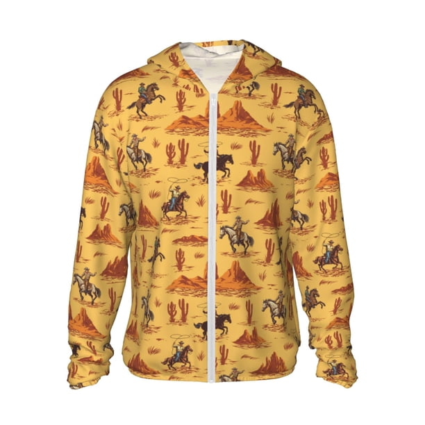 Balery Brave Cowboys Sudadera ligera de manga larga con capucha y protección solar UPF 50+ para hombre y mujer, ideal para pesca y running-Large