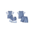 thumbnail image 2 of Loicainy Baby Toddler Boy Clothes 6 12 18 24 Months 2T 3T 4T Summer Contrast Color Patchwork Short Sleeve Tops with Shorts 2Pcs Outfits Set, 2 of 9