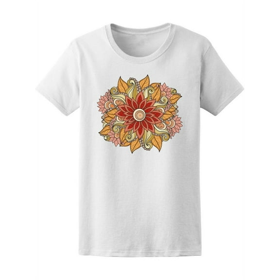 Colorful Cute Flower Mandala T-Shirt Women -Image by Shutterstock, Female Large