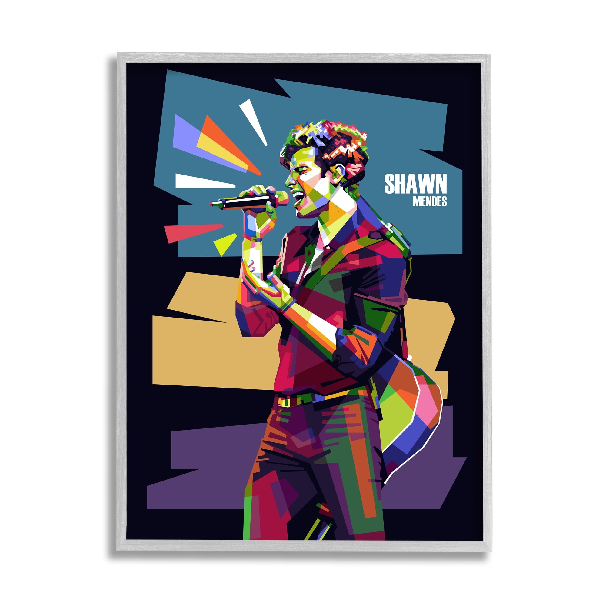 Stupell Industries Modern Shawn Mendes Abstract Portrait Bold Geometric Pattern, 11 x 14, Design by Birch&Ink