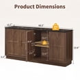 thumbnail image 2 of 66.5" Buffet Cabinet, Walnut Sideboard with Marble Pattern Top, 6-Door Kitchen Storage Credenza with Adjustable Shelves, Modern TV Stand for Dining Living Room, 2 of 10