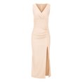 thumbnail image 5 of Gaecuw Women's Wedding Guest Dresses V Neck Sleeveless Champagne Dresses Ankle Length Long Dresses Swing Party Dress Prom Dresses Flowy Graduation Dresses Solid Trendy Dresses Semi Formal Dress, 5 of 8