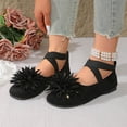 thumbnail image 2 of Xucatan Women's Floral Flat Shoes, Fabric Flower Embellished Slip On Loafers with Elastic Ankle Straps, Round Toe Casual Low Top Pumps, Versatile Plus Size Design Gift, 2 of 9