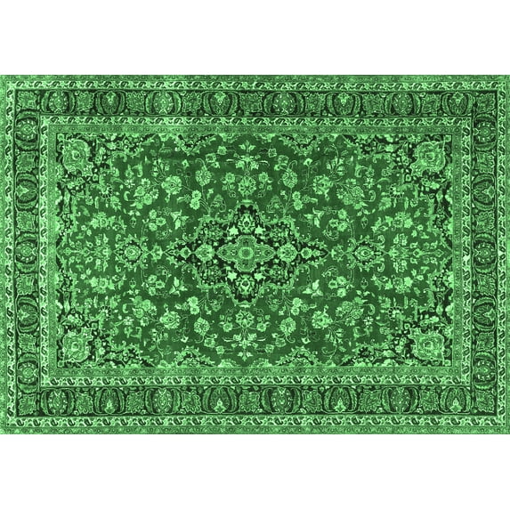 Ahgly Company Indoor Rectangle Persian Emerald Green Traditional Area Rugs, 4' x 6'