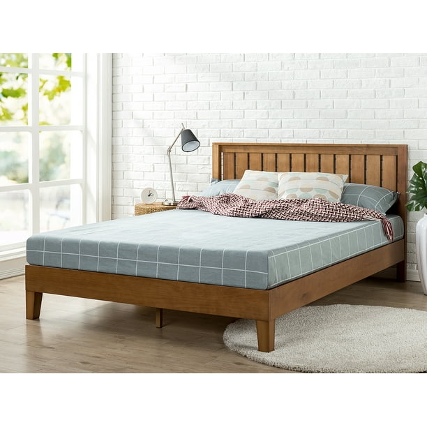 Zinus Alexis 37 Deluxe Solid Wood, Rustic Wood Queen Size Bed Frame