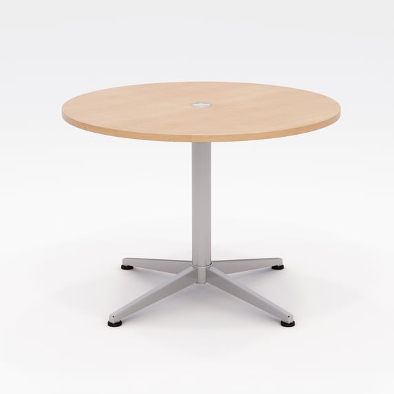Olio Designs Workwell Dining Table, 42" Round River Cherry Top, Fixed Base
