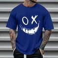 thumbnail image 2 of Royal Blue Mens T Shirts Skull Graphic Loose Fit Tee Tops for Mens Short Sleeve Crewneck Spandex Halloween Casual Summer Fall Tee Shirt 2025 Clothing Y2K XL, 2 of 4