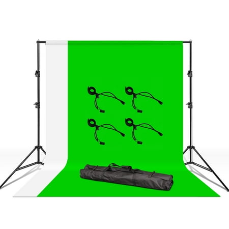 Image of LS Photography Photo Backdrop Stand Kit Green & White Backdrop Holders and Carry Bag WMT1888
