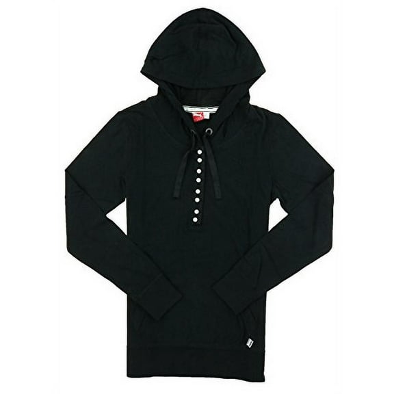puma womens heritage lightweight pullover hoodie (medium, black)
