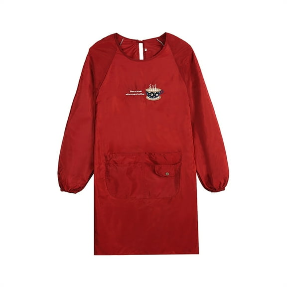 BNNG ‌Oil-Resistant Long Sleeve Apron with Pocket - Heavy Duty Kitchen Cooking Smock for Men Women, Breathable BBQ Work Clothes with Adjustable Neck Strap‌