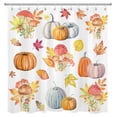 thumbnail image 3 of HVEST Autumn Pumpkin Shower Curtain,Watercolor Pumpkin With Small Mushrooms and Maple Leaves Bathroom Shower Curtain Natural Plants Polyester Fabric Decor Curtain with Hooks, 72X72 inch, 3 of 7