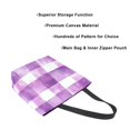 thumbnail image 3 of FORMRS Womens Canvas Tote Bag with Zipper Inner Pocket Shoulder Handbag, Purple and White Pattern, 3 of 7