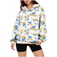 thumbnail image 4 of MaFYtyTPR Hoodies for Women Printing Women's Fashion Printed Casual Round Neck Pleated Long Sleeve Tops with Pocket, 4 of 5