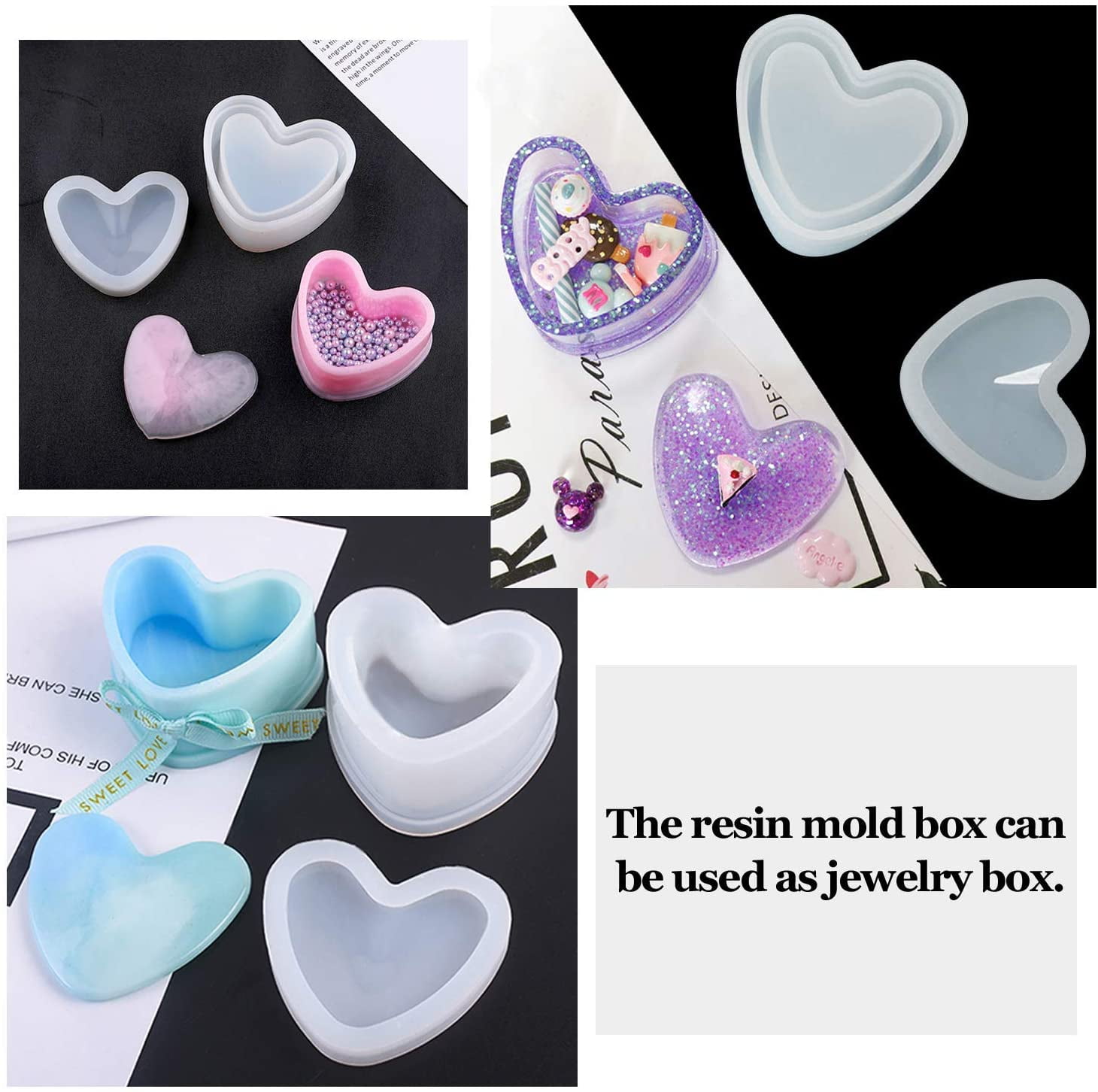2pcs Valentine's Day Resin Shaker Molds Set Heart Quicksand Silicone Molds