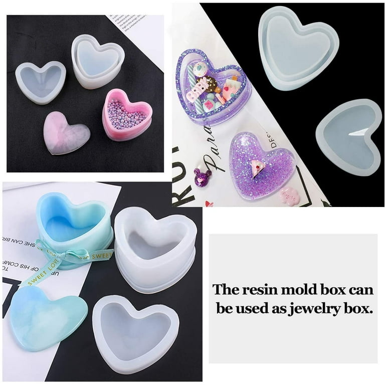 iSuperb 7 Pcs Resin Shaker Molds Creative Maze Resin Molds Quicksand Molds Silicone Molds Drink Bottle Heart Shaped Resin Casting Molds with 60