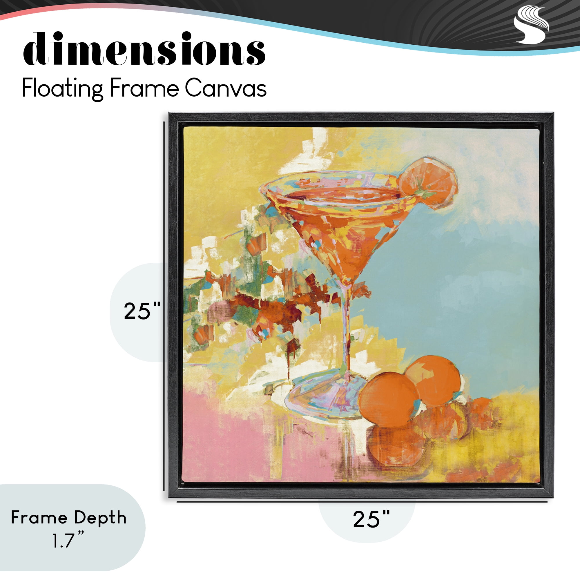 Stupell Industries Summer Citrus Martini Black Framed Floater Canvas Wall Art, design by Jane Slivka