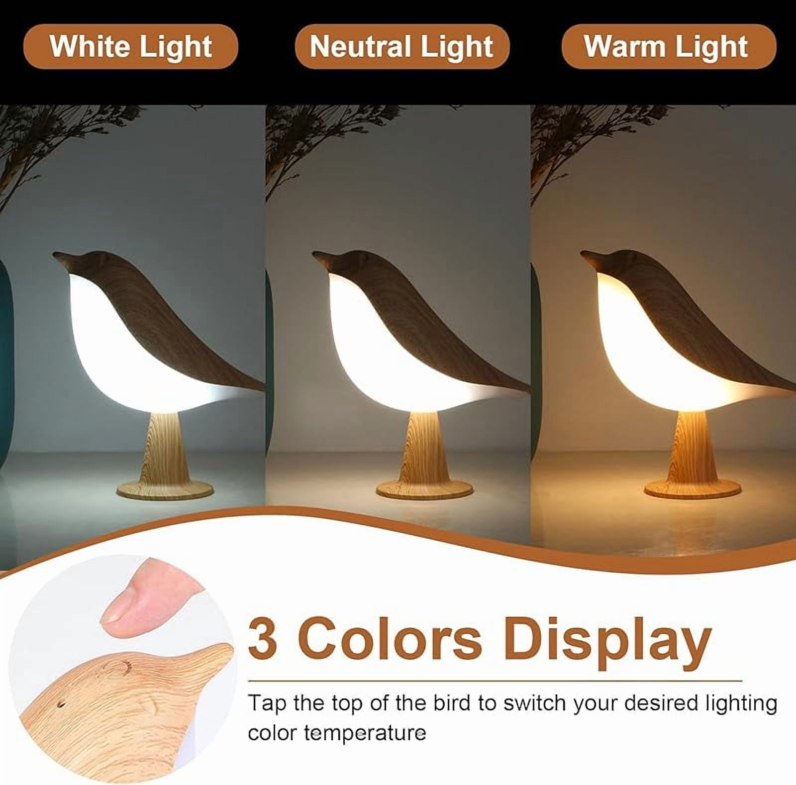 KUCASI Bird Table Lamp, Small Desk Lamp Cordless Touch Dimmable Night Light with 3 Color Temperature, Cute Lamps Rechargeable 2600mAh, for Bedroom Bedside Nightstand, Room Decor, Bird Gifts