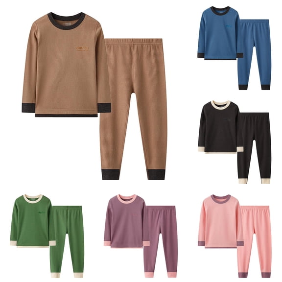 MEZZALL Boys Thermal Winter Warm Lined Base Layer Crew Neck Long Sleeve Tops And Pants Pajamas Sets For Kids Soft Comfortable For Cold Weather Indoor Outdoor Activities Breathable Sleepwear