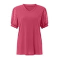 thumbnail image 6 of Summer Oversize Shirts for Womens Fashion Causal Vintage Solid Color Blouse Short Sleeve T-Shirt Top, 6 of 6