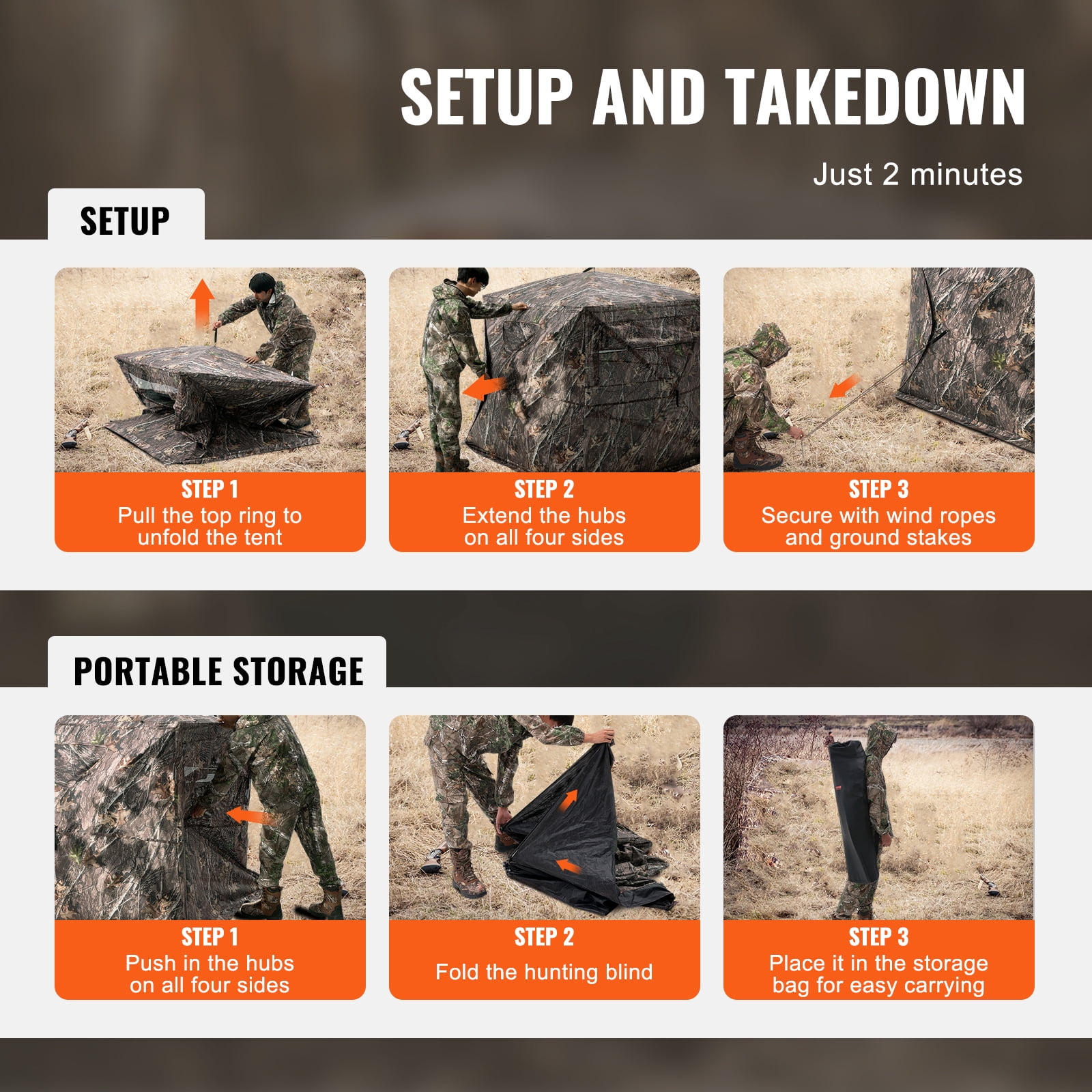 KFFKFF Hunting Shelter, 270° Visibility Ground Shelter, 4-5 Person Instant Setup Wildlife Blind with Transport Bag, Durable Outdoor Hunting Hub