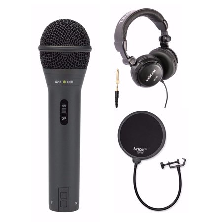 UPC: 0657379061363 | Samson Q2U Black Handheld Dynamic USB Microphone with Pop Filter and Headphones