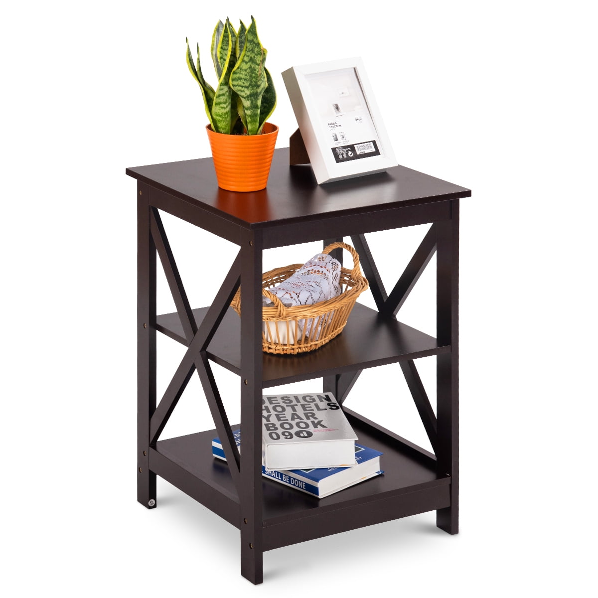 Giantex 2pc 3 Tier Bedside Cupboard Nightstand End Table Storage Display Shelf Walmart Com Walmart Com