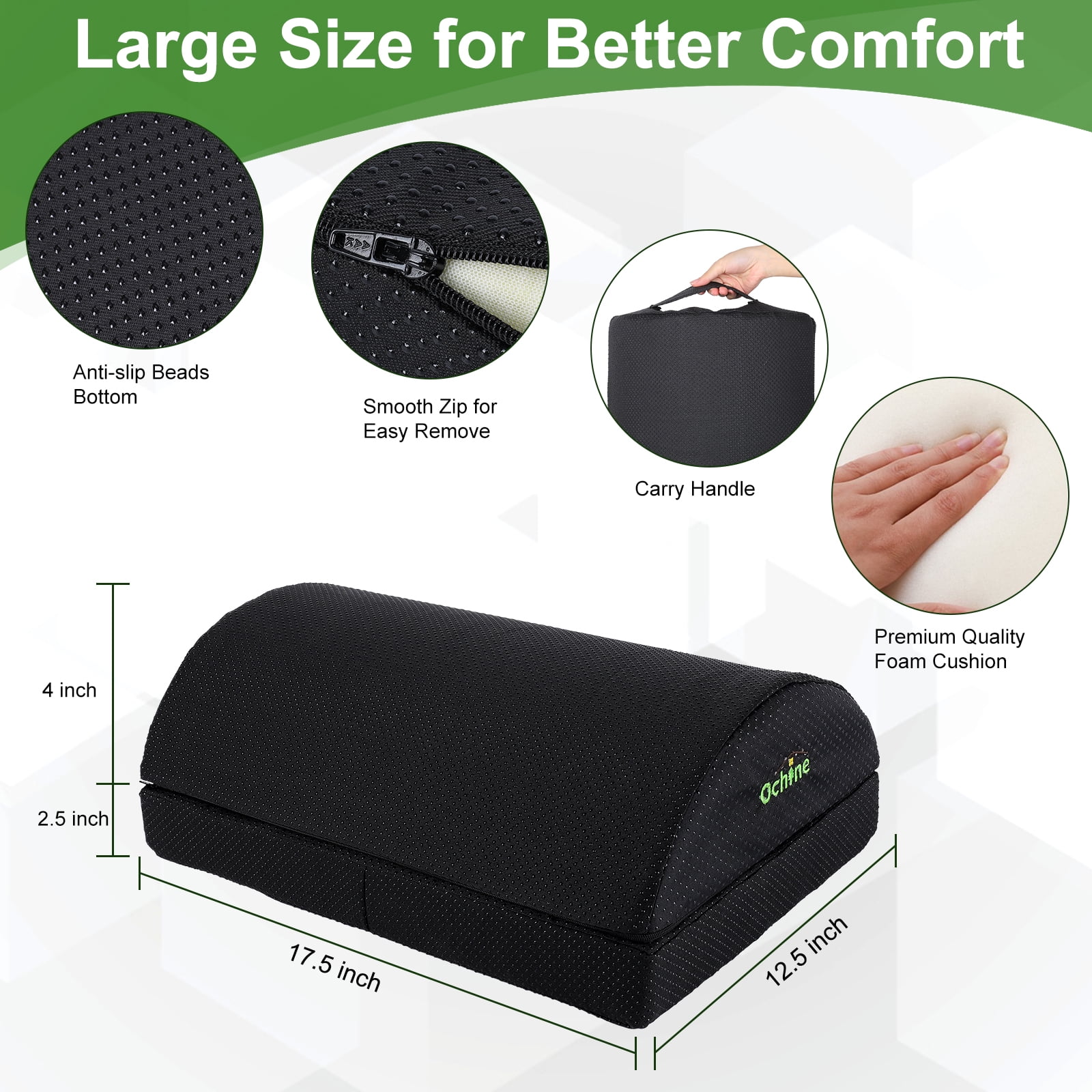 Cushion Lab Ergonomic Foot Rest for Under Desk – Patented Massage Ridge  Design Memory Foam Foot Stool Pillow for Work, Home, Gaming, Computer,  Office Chair – For Back & Hip Pain Relief 