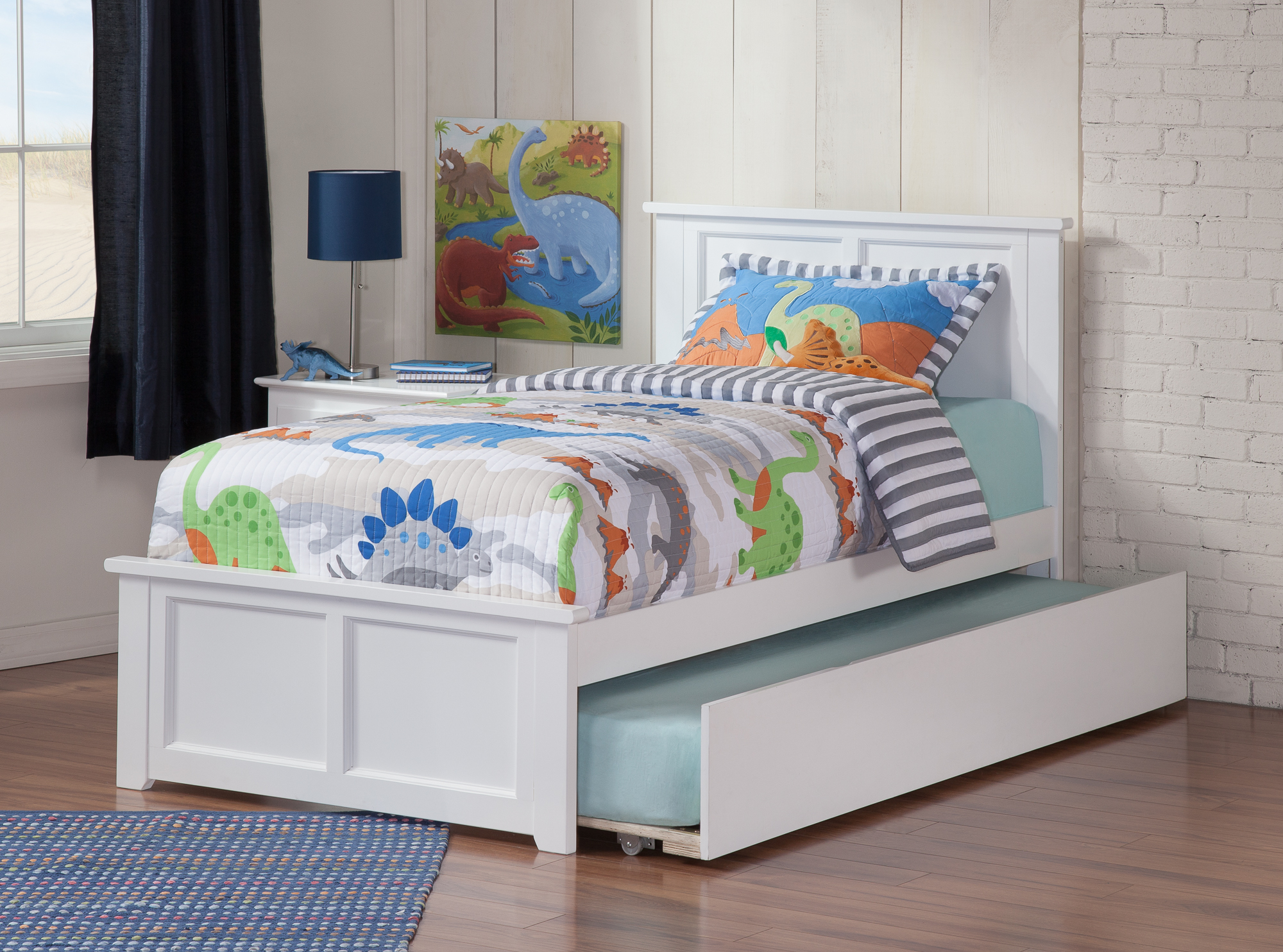 Madison Twin Extra Long Bed with Footboard and Twin Extra Long Trundle in White - image 3 of 7