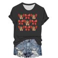 thumbnail image 1 of Hyknon Hauts pour Femmes Été Saint-Valentin Imprimé Manches Courtes Col Rond Haut/chemise Pull Doux Polyvalent pour Sortir, 1 of 4