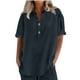 thumbnail image 4 of Camisa gris para mujer,Conjunto de top y pantalón corto de manga corta holgado e informal para mujer, 100 % poliéster, cuello en V, ideal para el hogar, sopatenor, 4 of 8