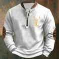 thumbnail image 2 of Telankuip Mens 1/4 Zip Christmas Sweatshirts Vintage Stag Design Stand Collar Pullover Tops Trendy Printed Loose Long Sleeve Merry Christmas Hoodless Sweatshirt White XL, 2 of 3