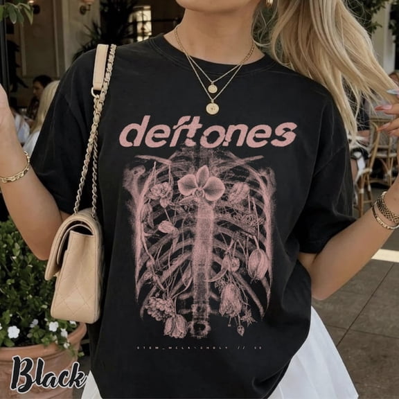 Deftones Graphic T-Shirt, Vintage Band Shirt, 90s Grunge Music Tee, Gothic Floral Ribcage Shirt, Alternative Rock Gift T-shirt Sizes S-5XL The Golden Shop