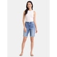 thumbnail image 2 of Time and Tru Women's Mid Rise Denim Bermuda Shorts, 10” Inseam, Sizes 0-22, 2 of 5