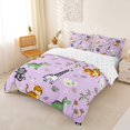 thumbnail image 3 of Castle Fairy Cartoon Jungle Animal Duvet Cover Queen,Monkey Zebra Giraffe Queen Bedding,Lavender Pink,Reversible,3-Piece,No Comforter,1 Duvet Cover and 2 Pillowcases, 3 of 6