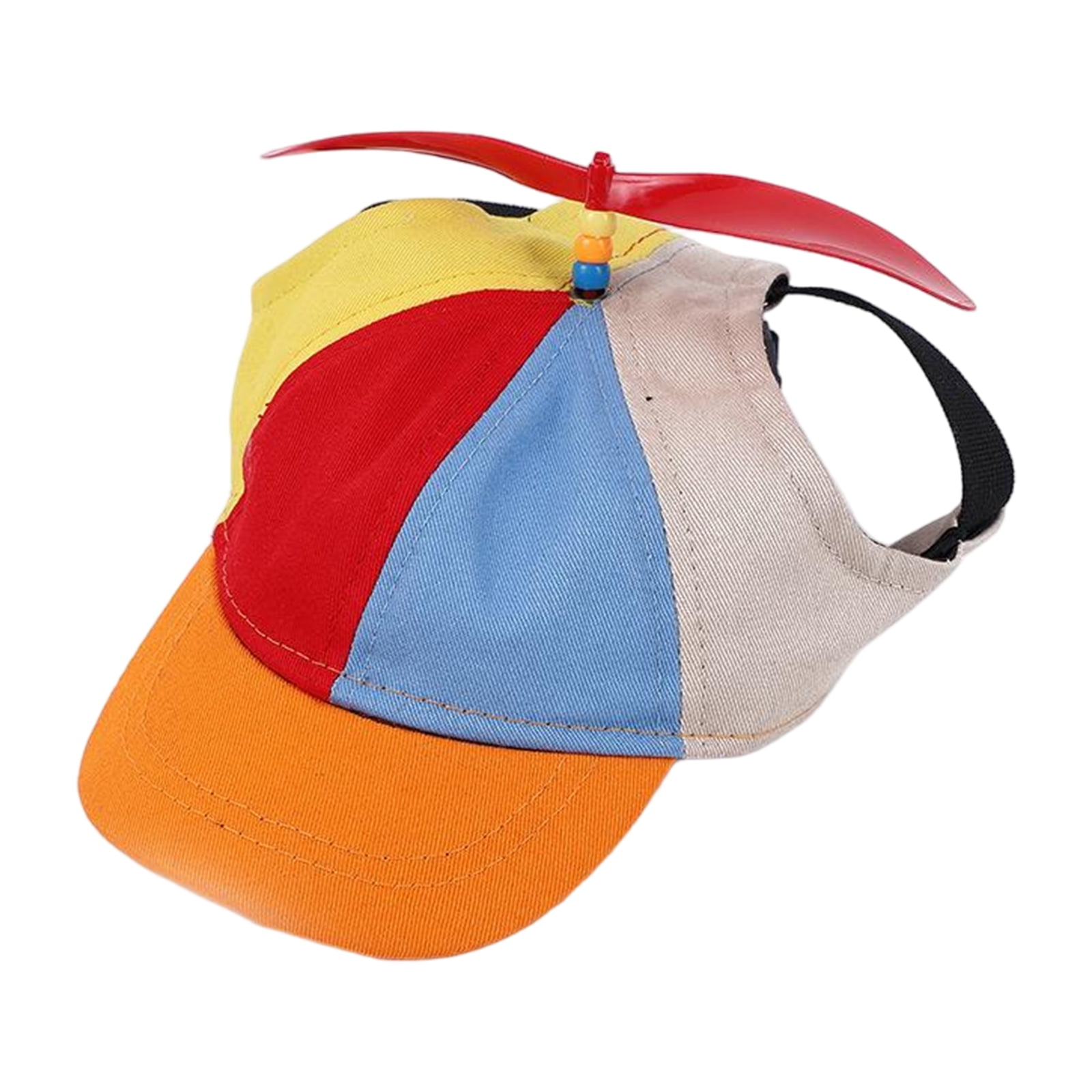 Rdausd Propeller Hat for Dogs and Cats Funny Rainbow Helicopter Baseball Cap with Ear Holes Adjustable Chin Strap Windmill Costume Sun Cap for Parties Photos Parades Walks