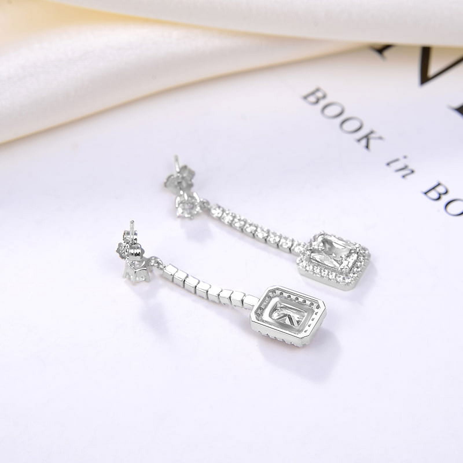 Halo Dangle Earrings for Women Sterling Silver Pink Clear CZ Ginger Lyne Collection