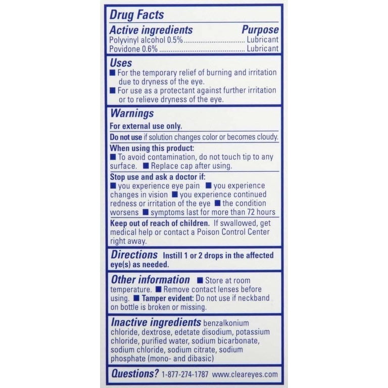 Clear Eyes Mild Dry Eyes Natural Tears Eye Drops-0.5 oz