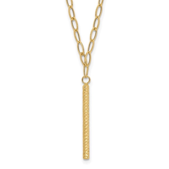 Auriga Fine Jewelry 14K Yellow Gold Oval Link Bar Necklace for Women 18"